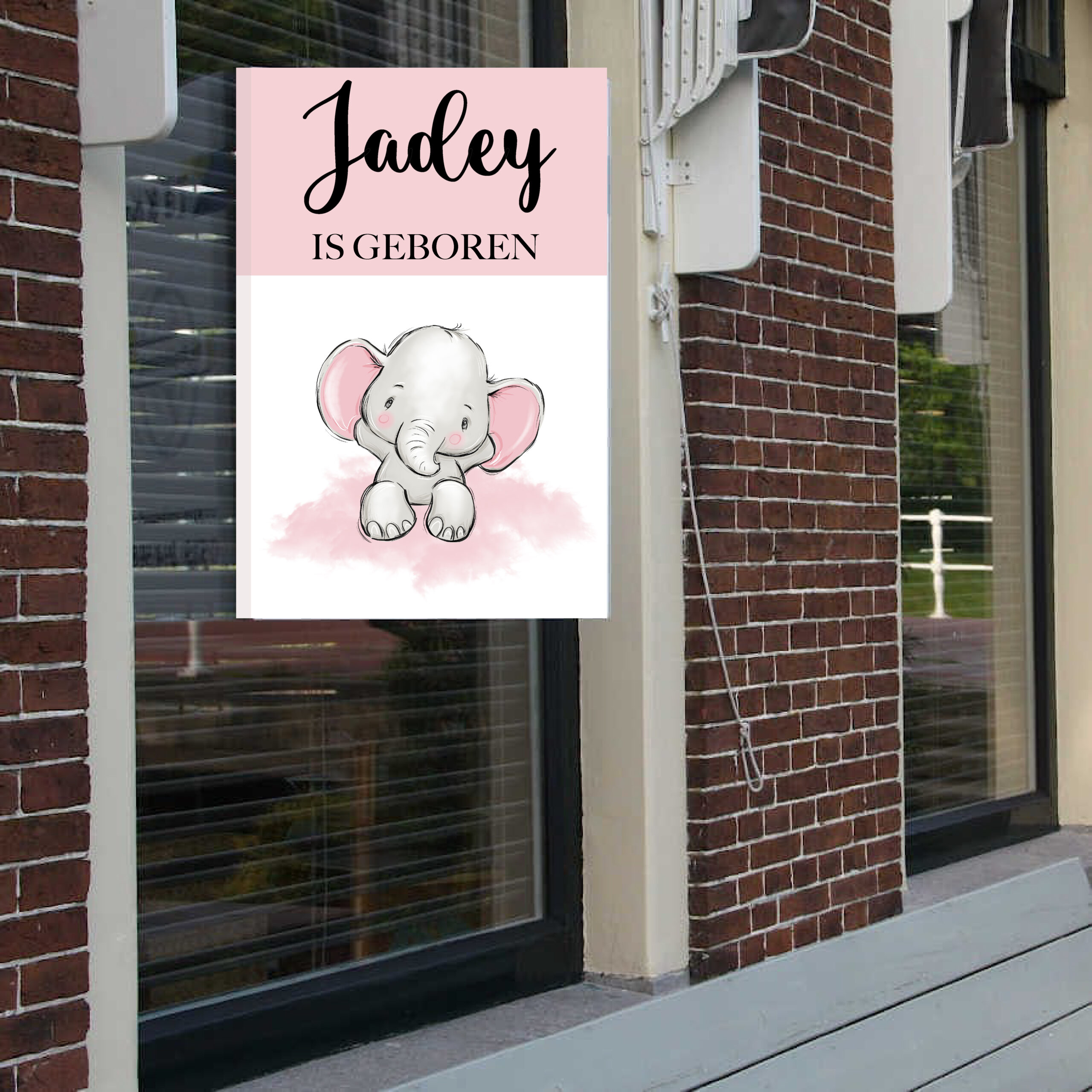 geboortebord meisje olifant