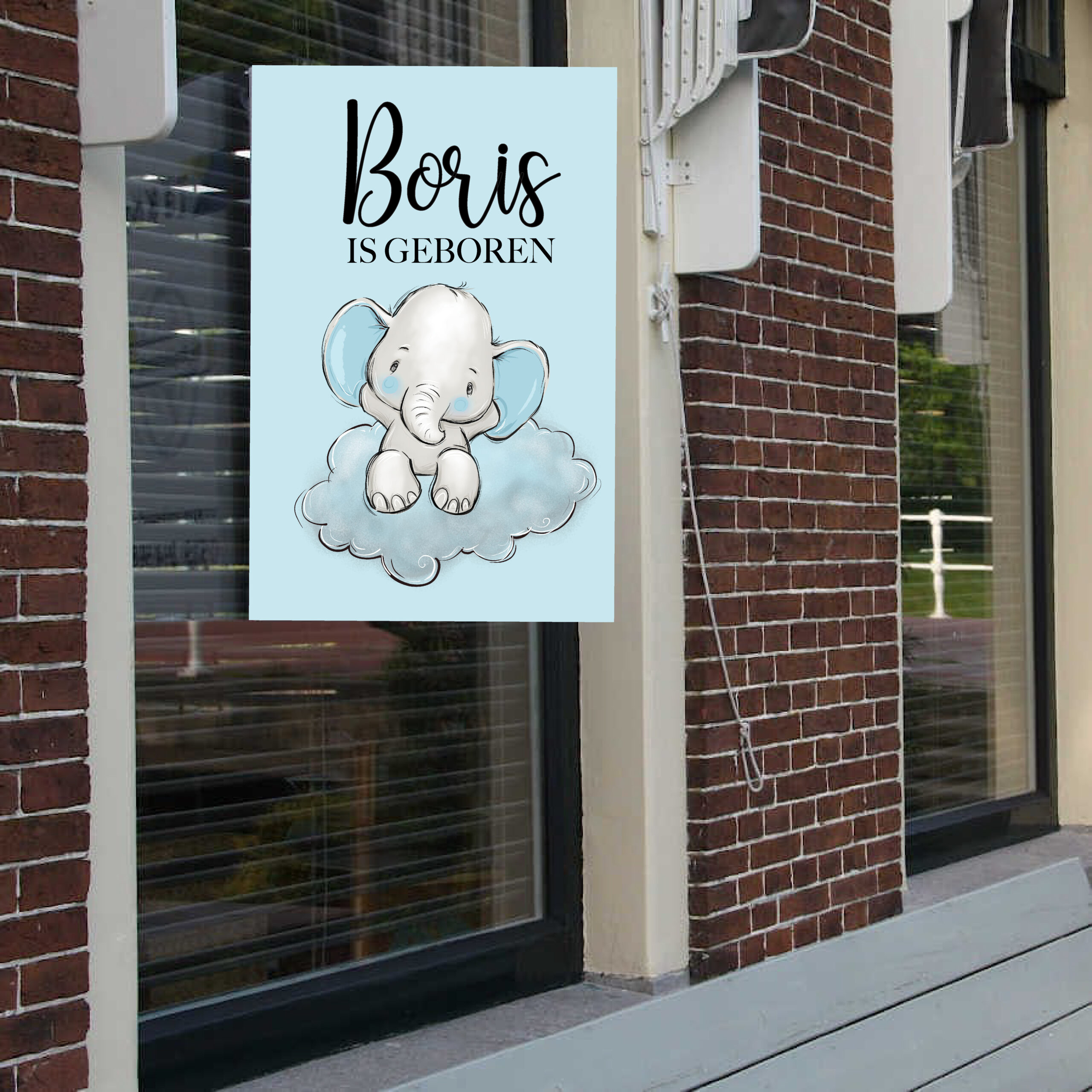 geboorte raambord olifant jongen